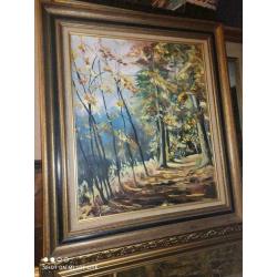 huile sur toile sous bois signe
