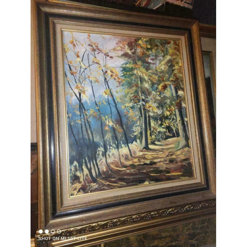 huile sur toile sous bois signe