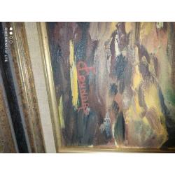 huile sur toile sous bois signe