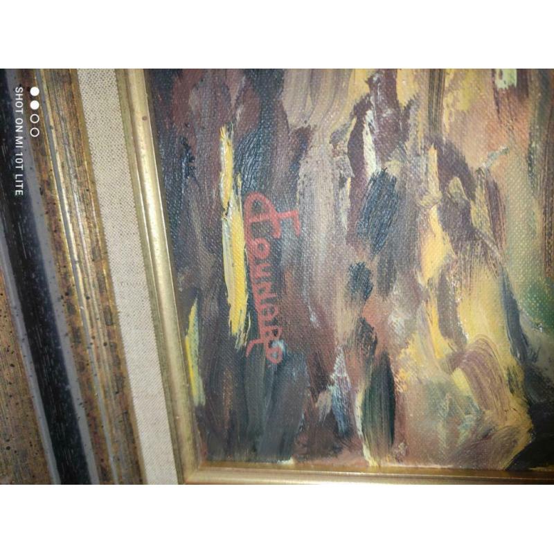huile sur toile sous bois signe