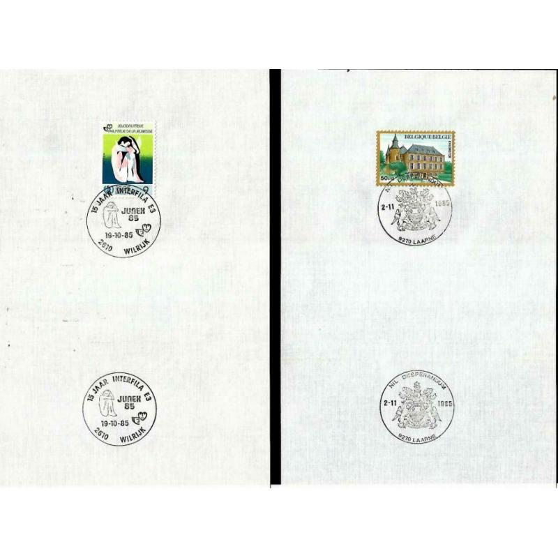 België 1985 Verzorgde afstempeling op blad 130 x 260 mm