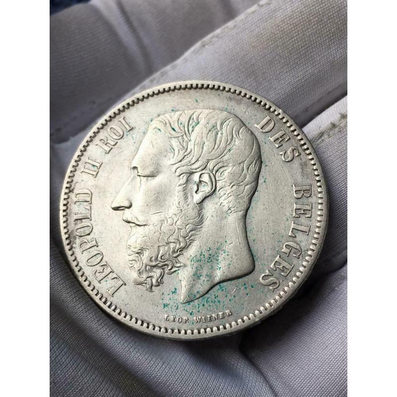 5 Frank 1873 Leopold II zilveren munt, top conditie