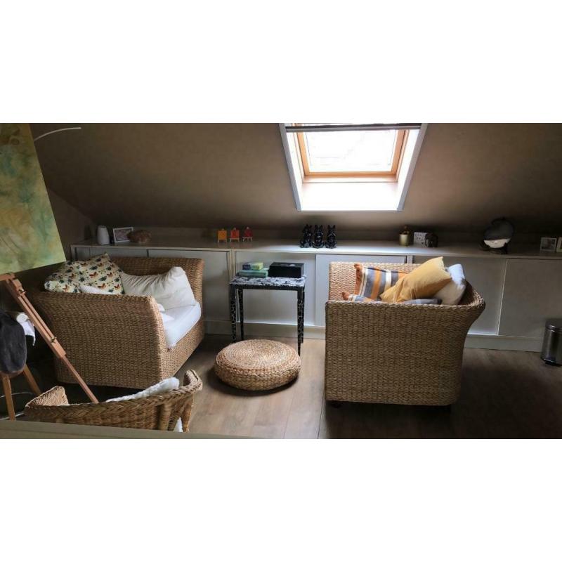 Rieten Fauteuil set Rotan stijl