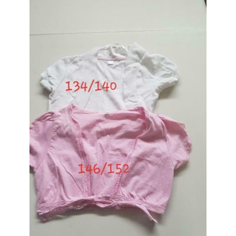 Bolero wit 134/140 en Roze 146/152aan 2€ stuk
